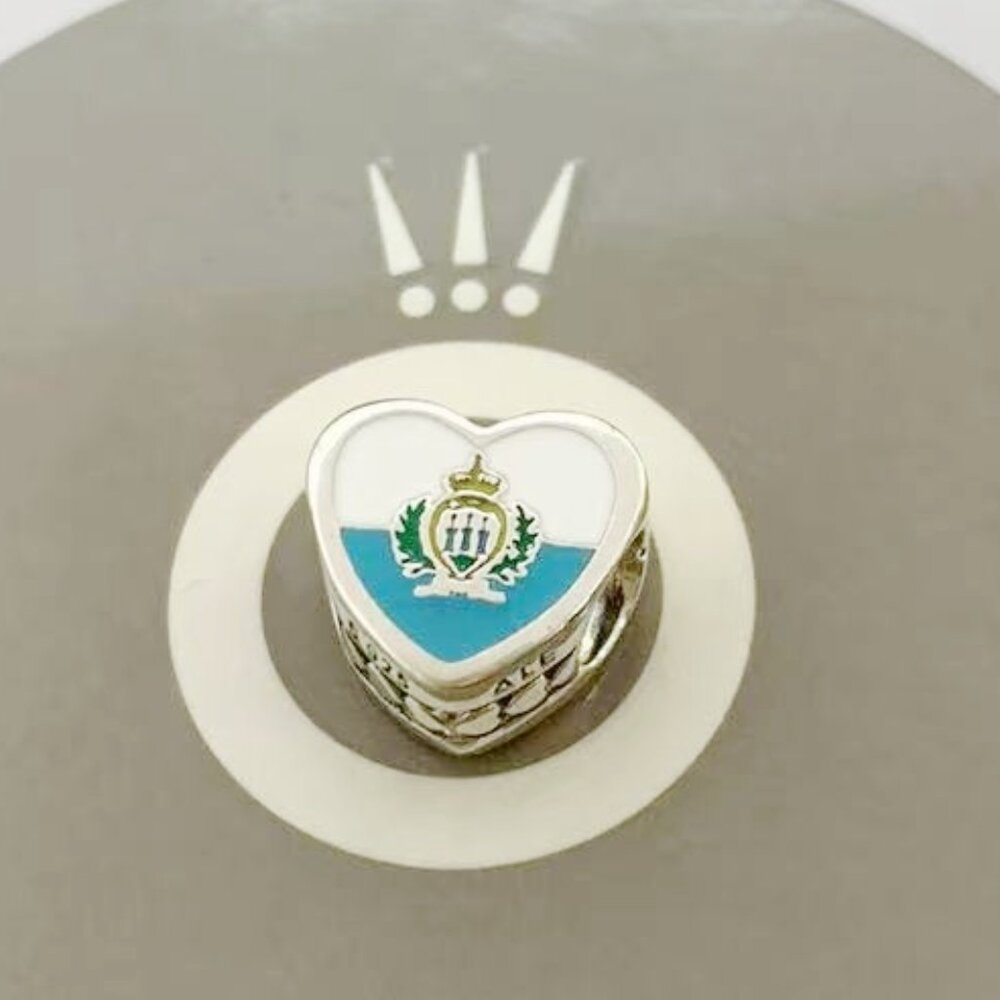 Pandora San Marino Flag Exclusive Heart Charm Bead